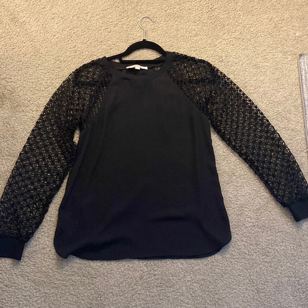 Loft Ann Taylor Black Lace Sleeve Blouse